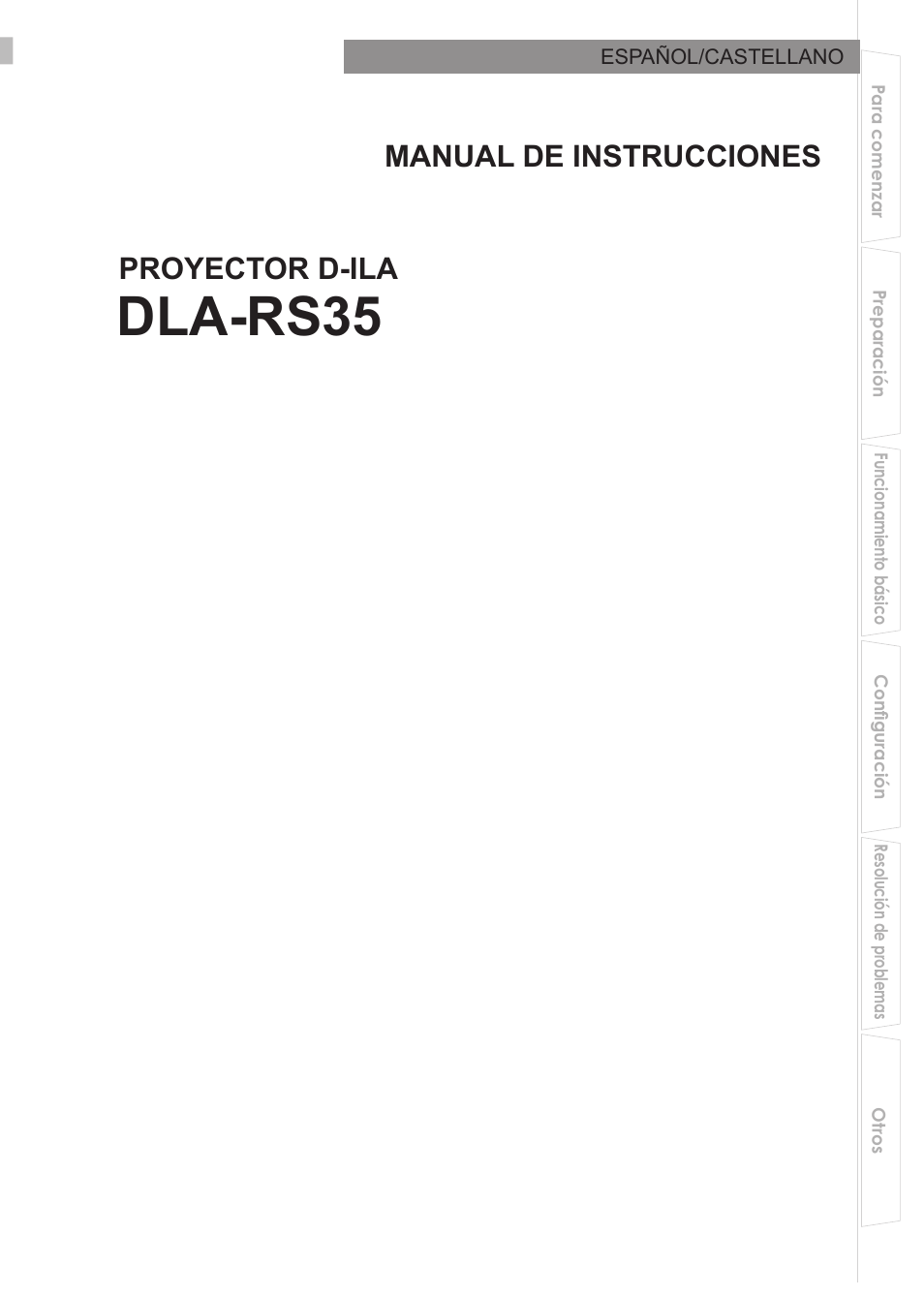 Español/castellano, Dla-rs35, Proyector d-ila manual de instrucciones | JVC DLA-RS35 User Manual | Page 125 / 185