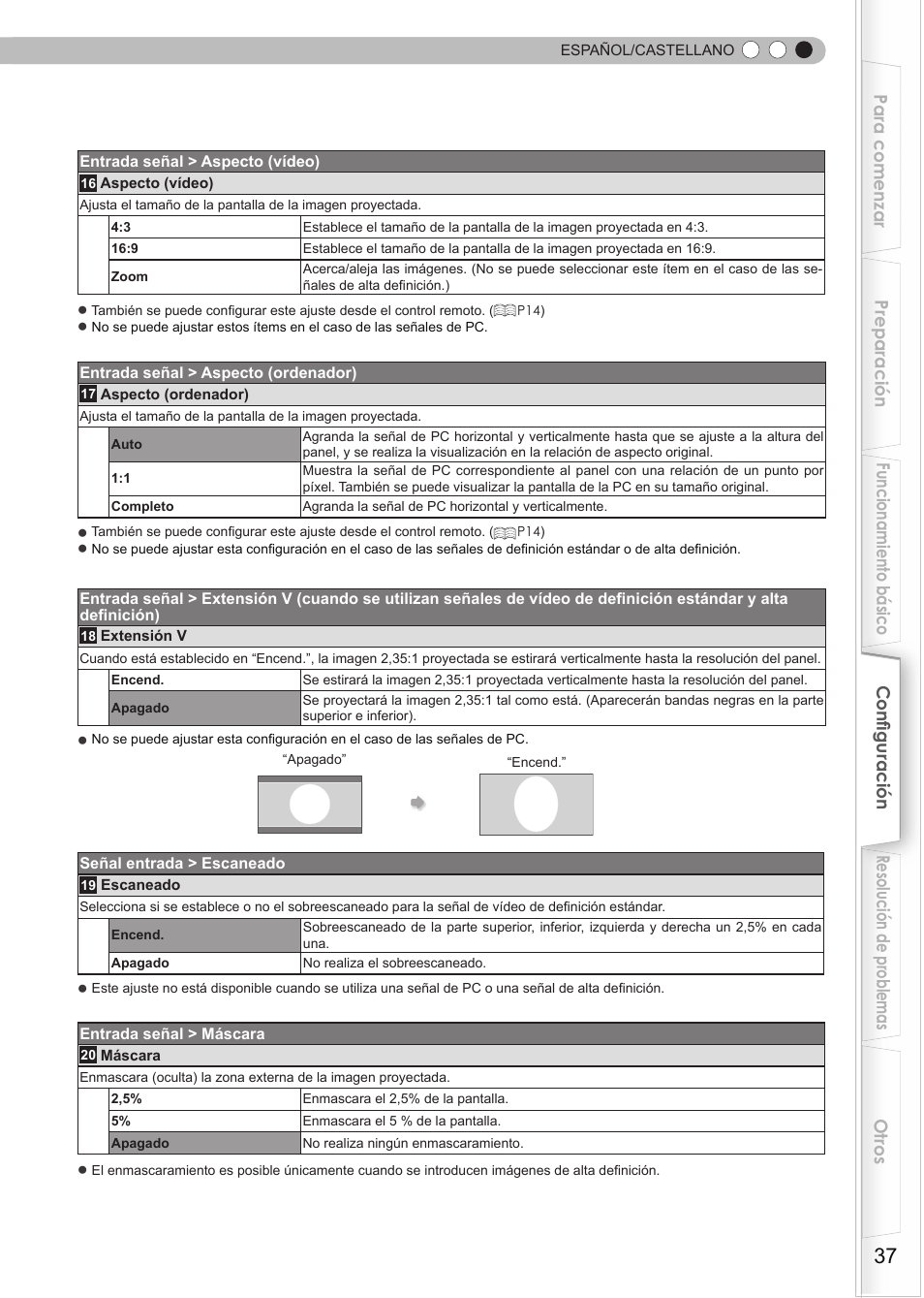 De ajustes | JVC DLA-RS35 User Manual | Page 161 / 185