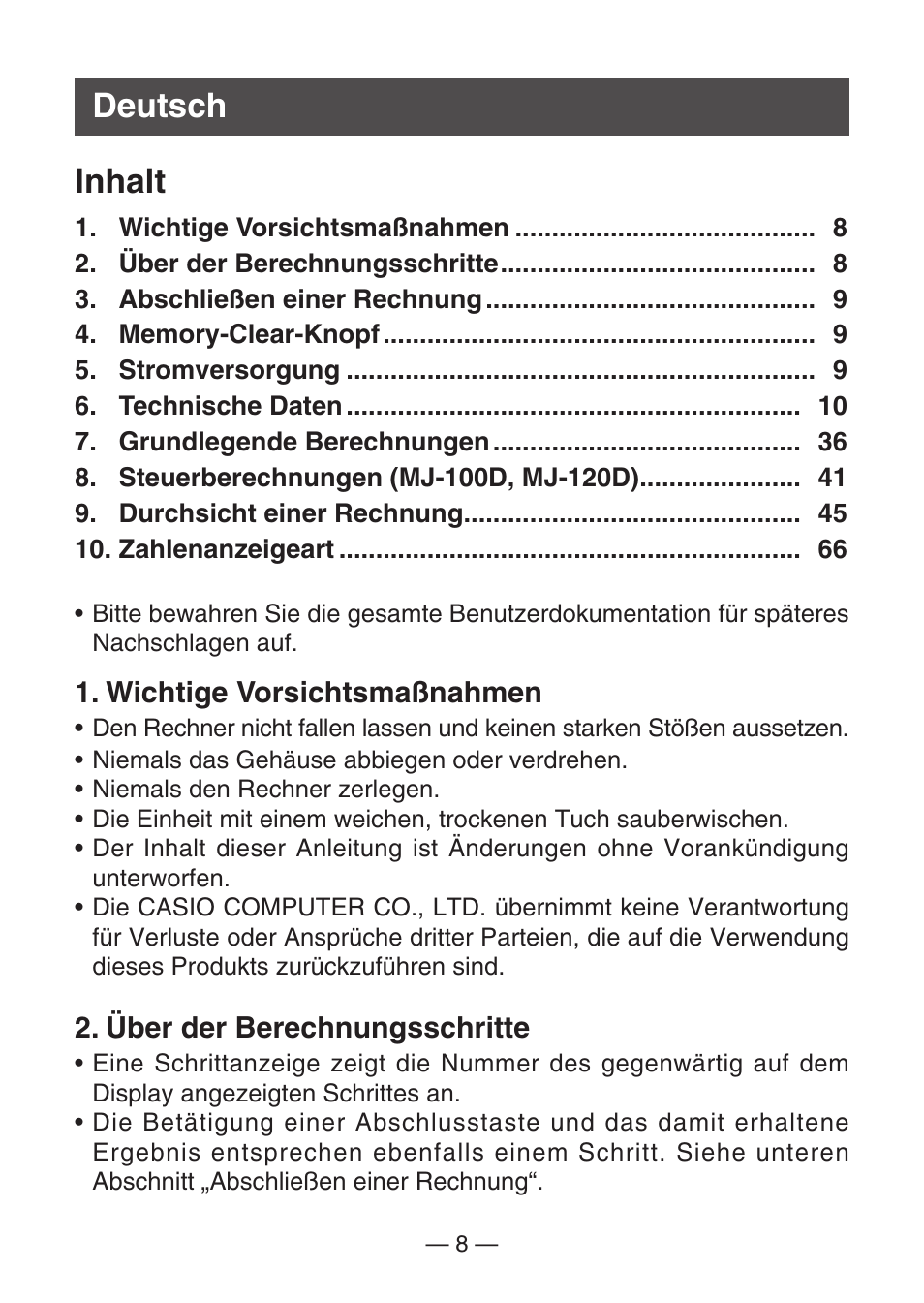 Deutsch inhalt | Casio DJ-120D User Manual | Page 11 / 75