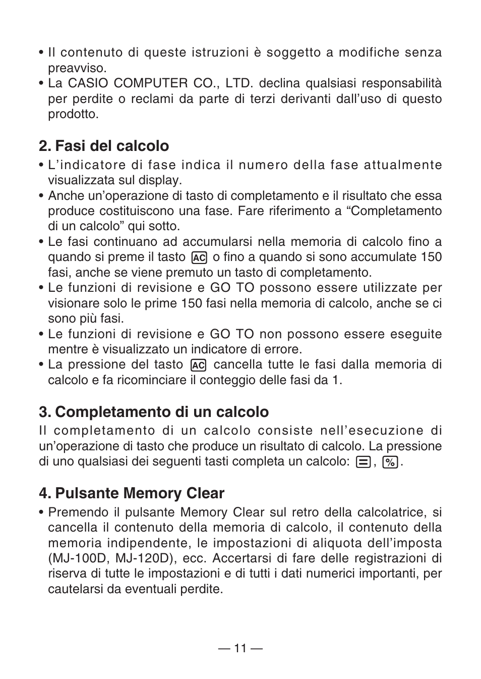 Fasi del calcolo, Completamento di un calcolo | Casio DJ-120D User Manual | Page 14 / 75