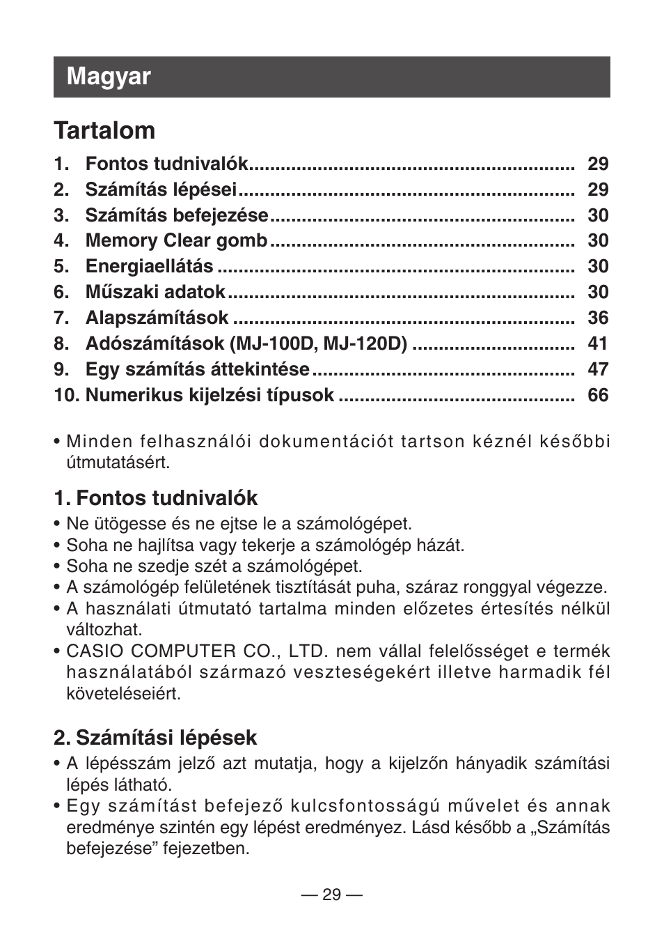 Magyar tartalom | Casio DJ-120D User Manual | Page 32 / 75