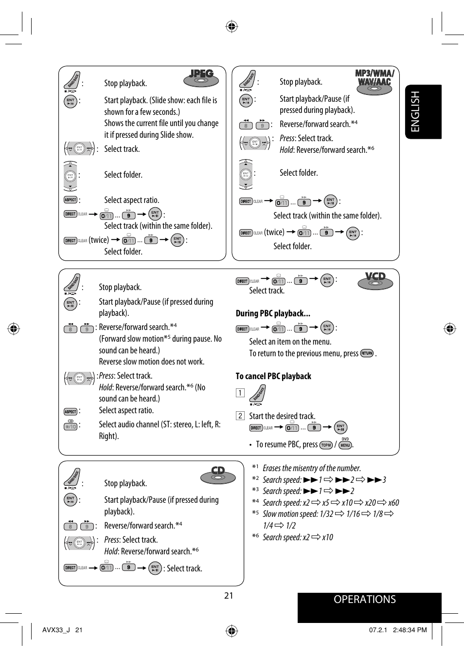 Operations, English | JVC KD-AVX33 User Manual | Page 21 / 382