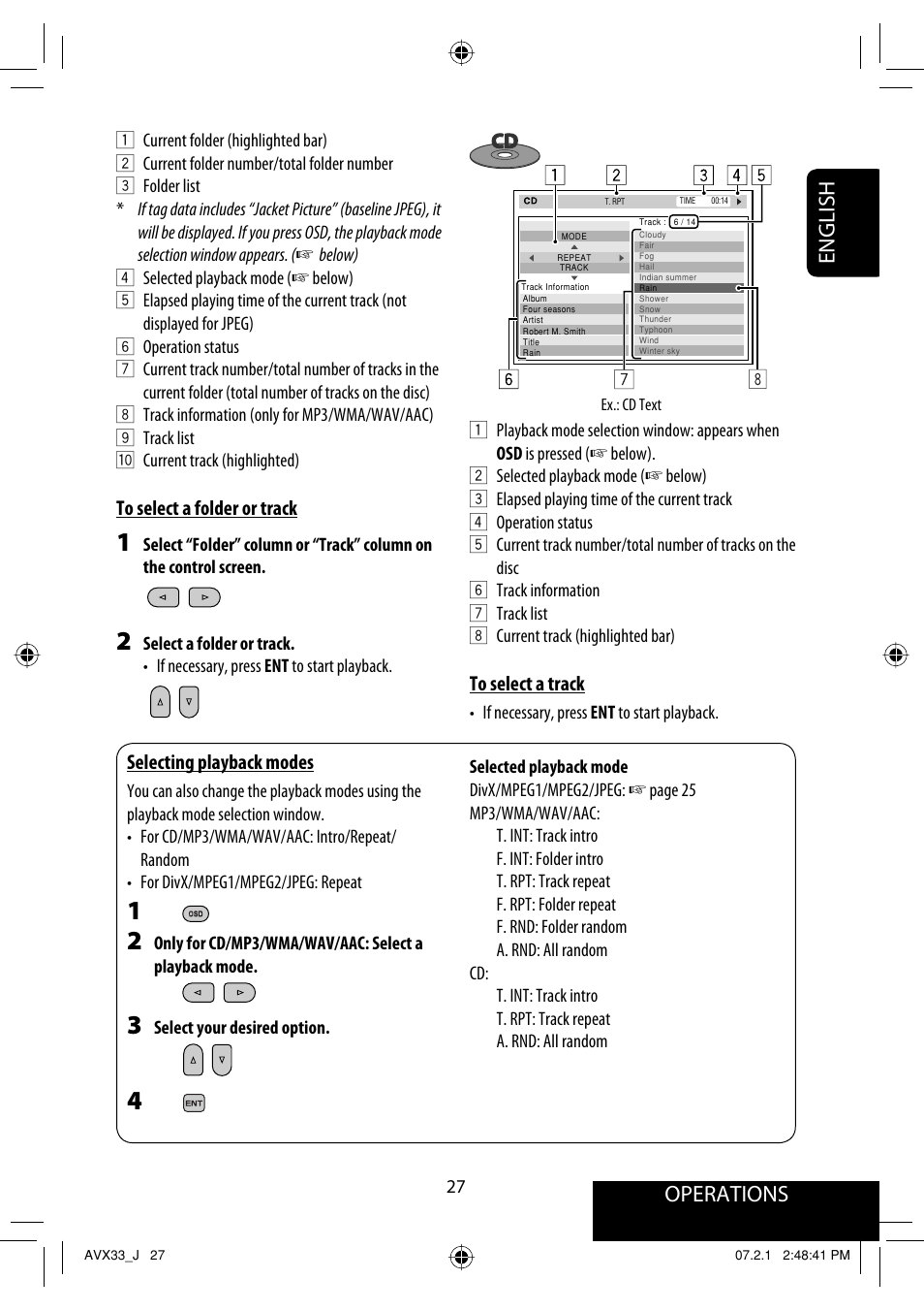 Operations, English | JVC KD-AVX33 User Manual | Page 27 / 382