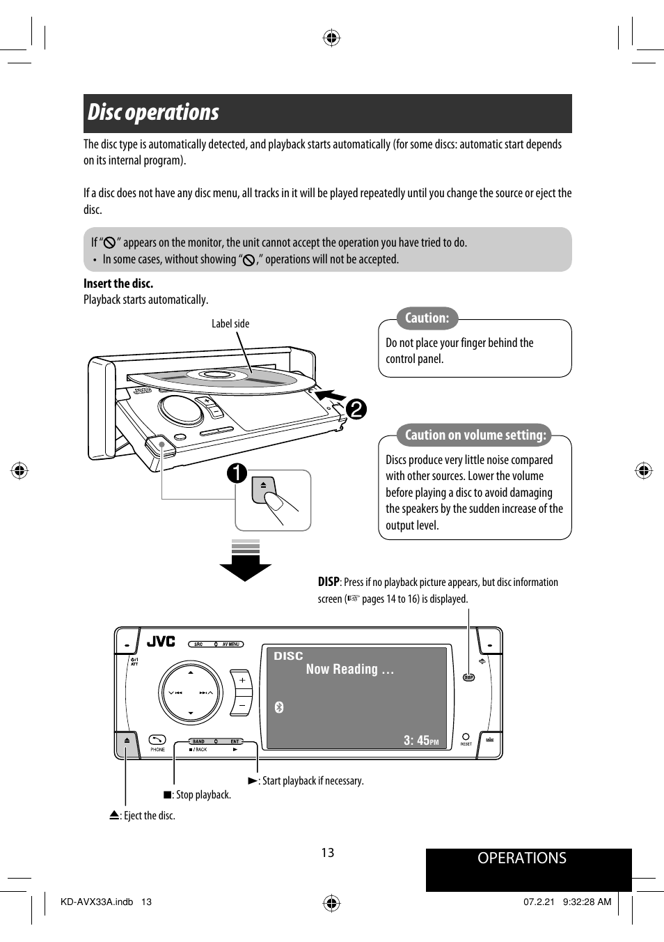 Disc operations, Operations | JVC KD-AVX33 User Manual | Page 323 / 382