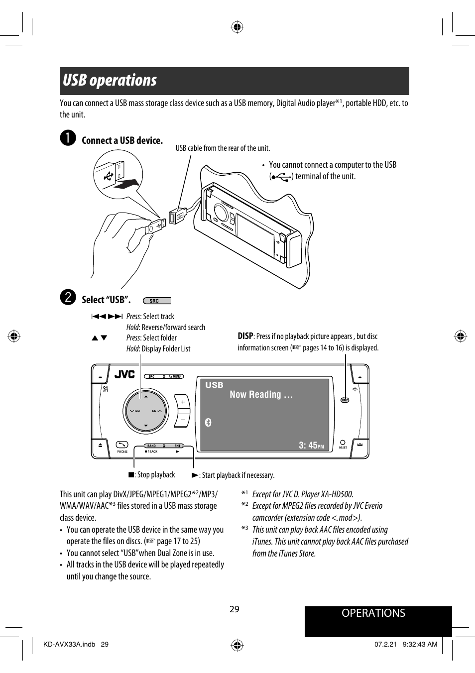 Usb operations, Operations | JVC KD-AVX33 User Manual | Page 339 / 382