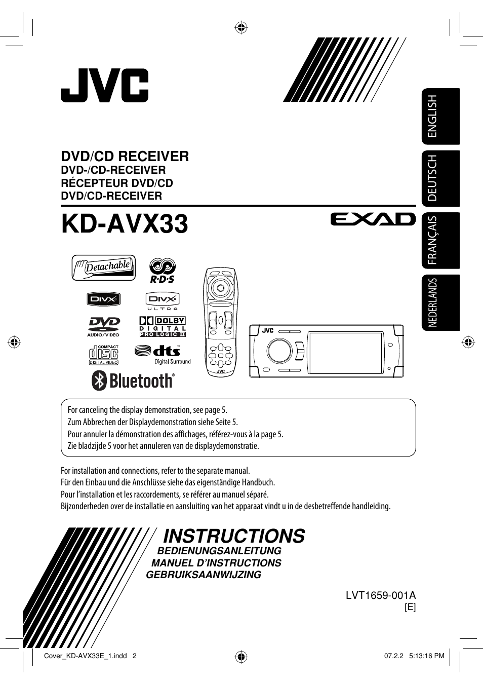 Kd-avx33e, Instructions, Kd-avx33 | Dvd/cd receiver | JVC KD-AVX33 User Manual | Page 79 / 382