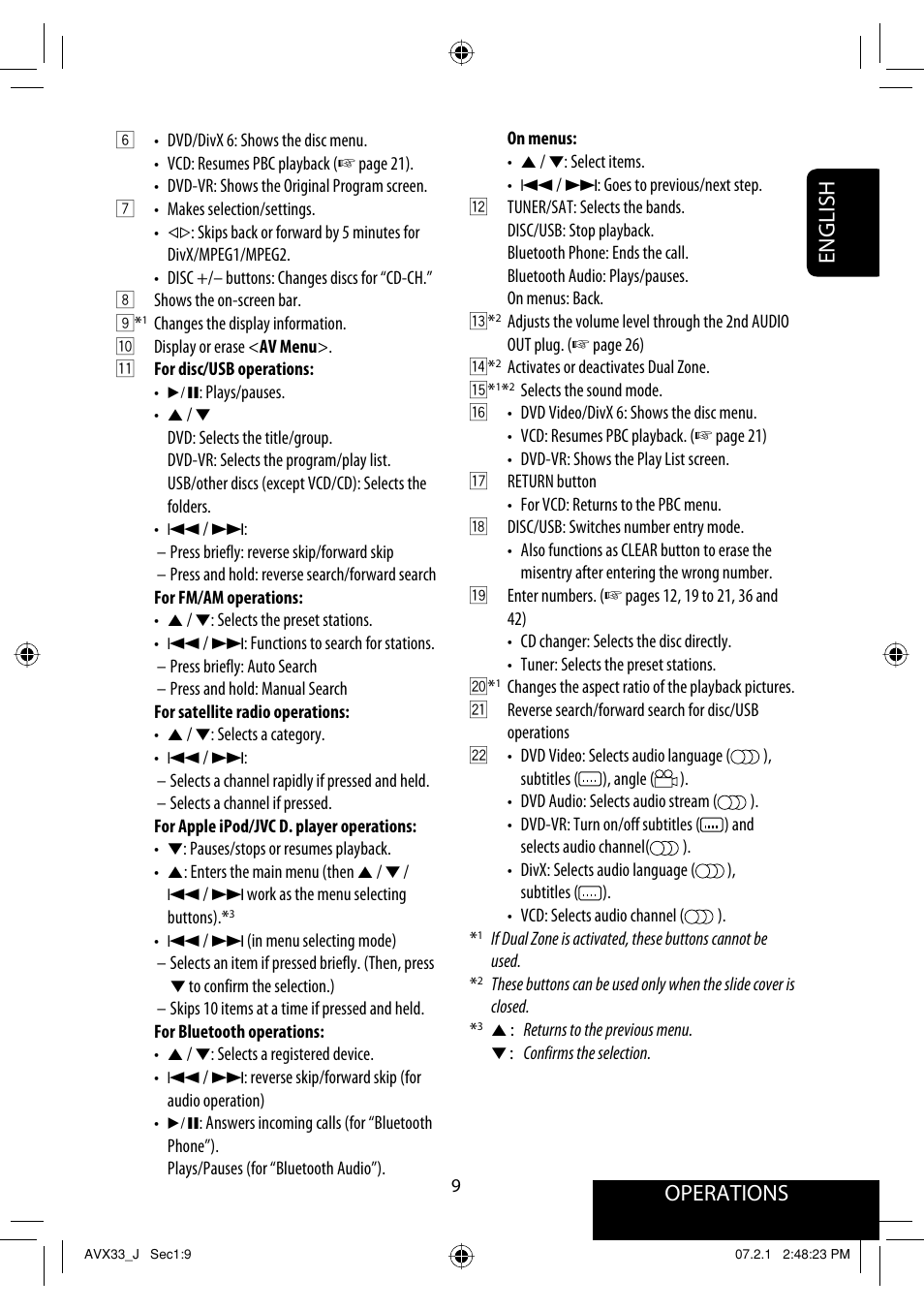 Operations, English | JVC KD-AVX33 User Manual | Page 9 / 382