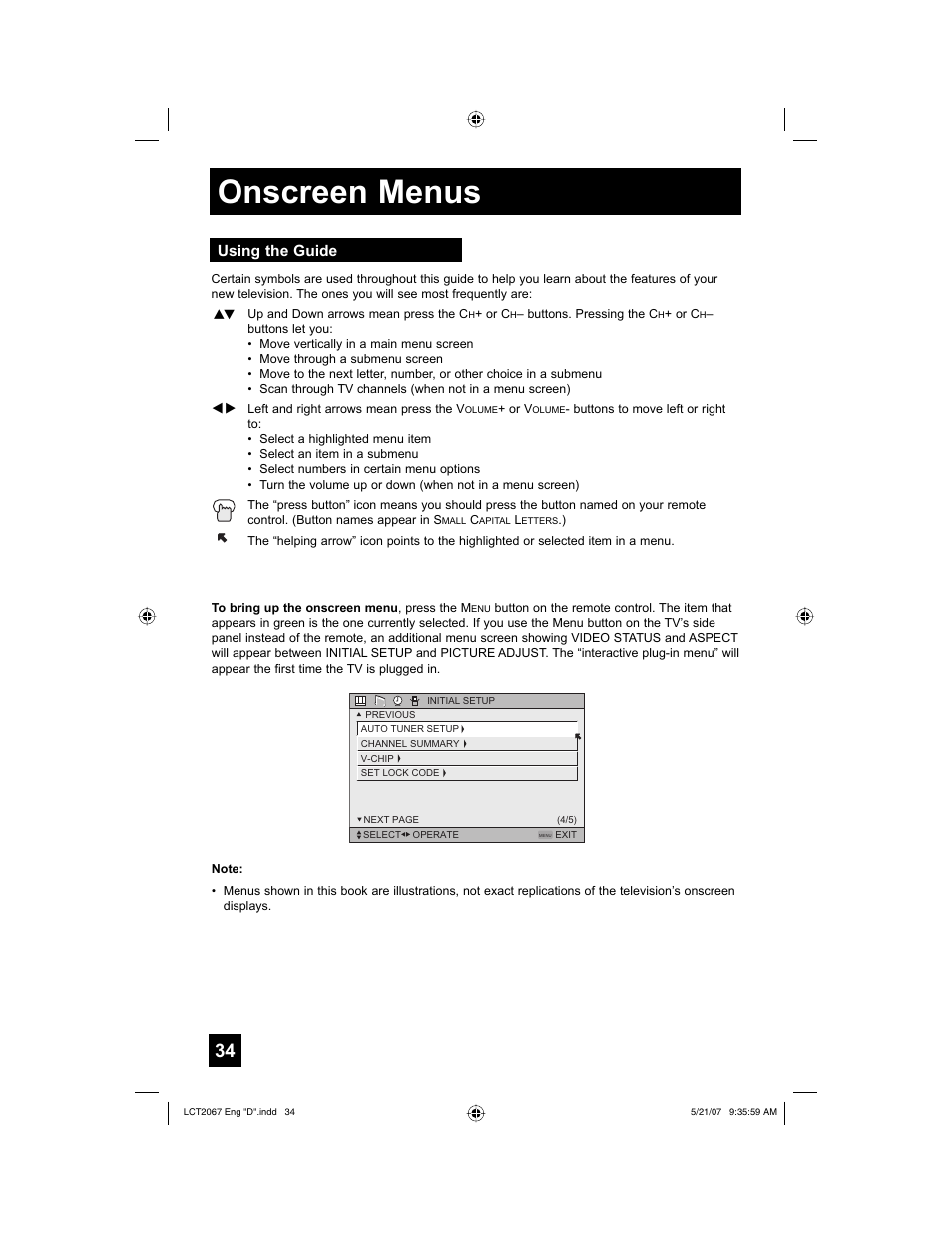 Onscreen menus, Using the guide | JVC HD-56FH97 User Manual | Page 34 / 96