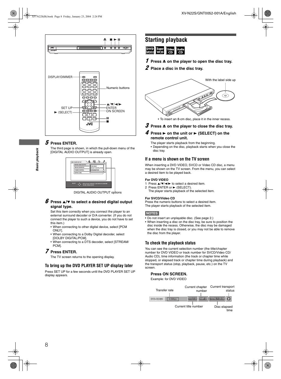 Starting playback | JVC GNT0052-001A User Manual | Page 10 / 36