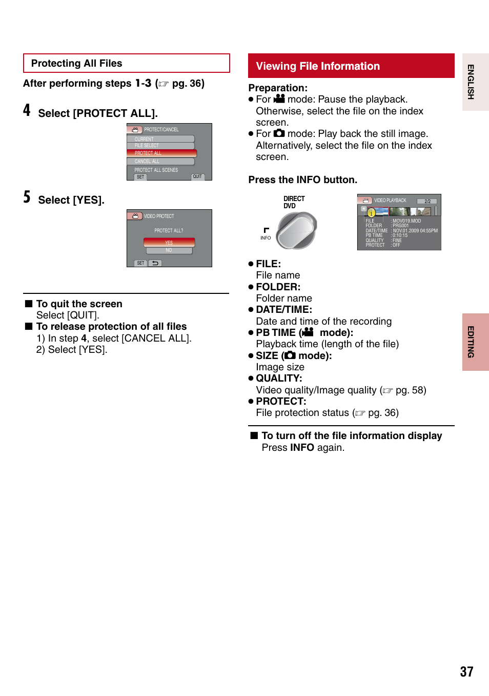 Viewing file information | JVC 1208YDR-YG-MD User Manual | Page 37 / 74