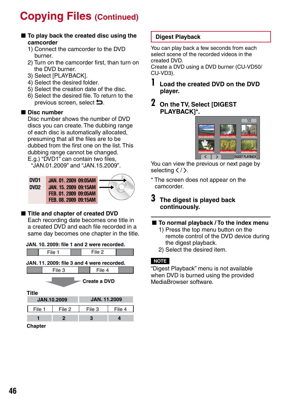 Vd disc (z pg. 46), Copying files, Continued) | JVC 1208YDR-YG-MD User Manual | Page 46 / 74