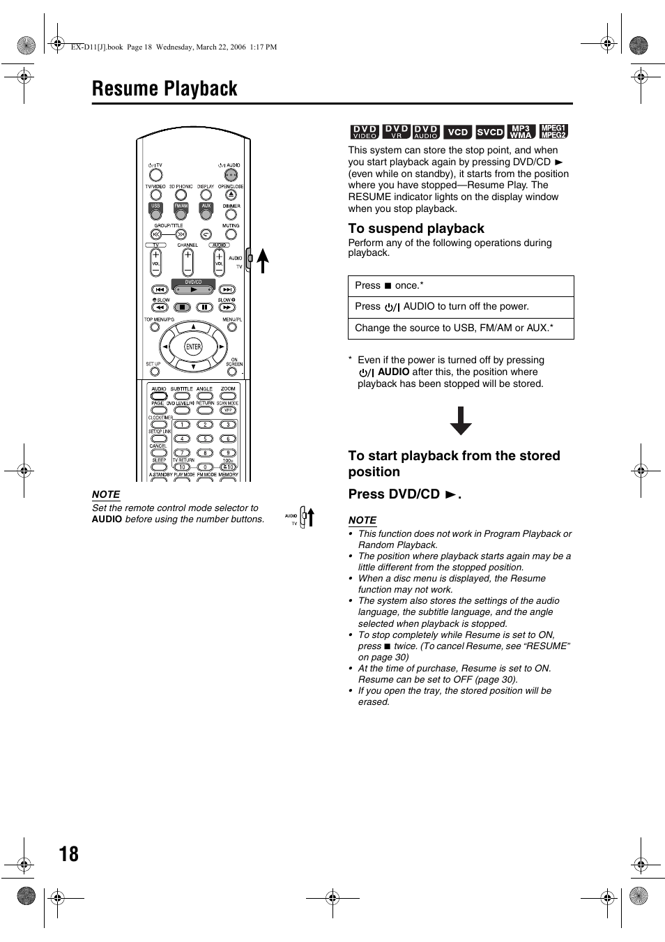 Resume playback | JVC EX-D11 User Manual | Page 20 / 86