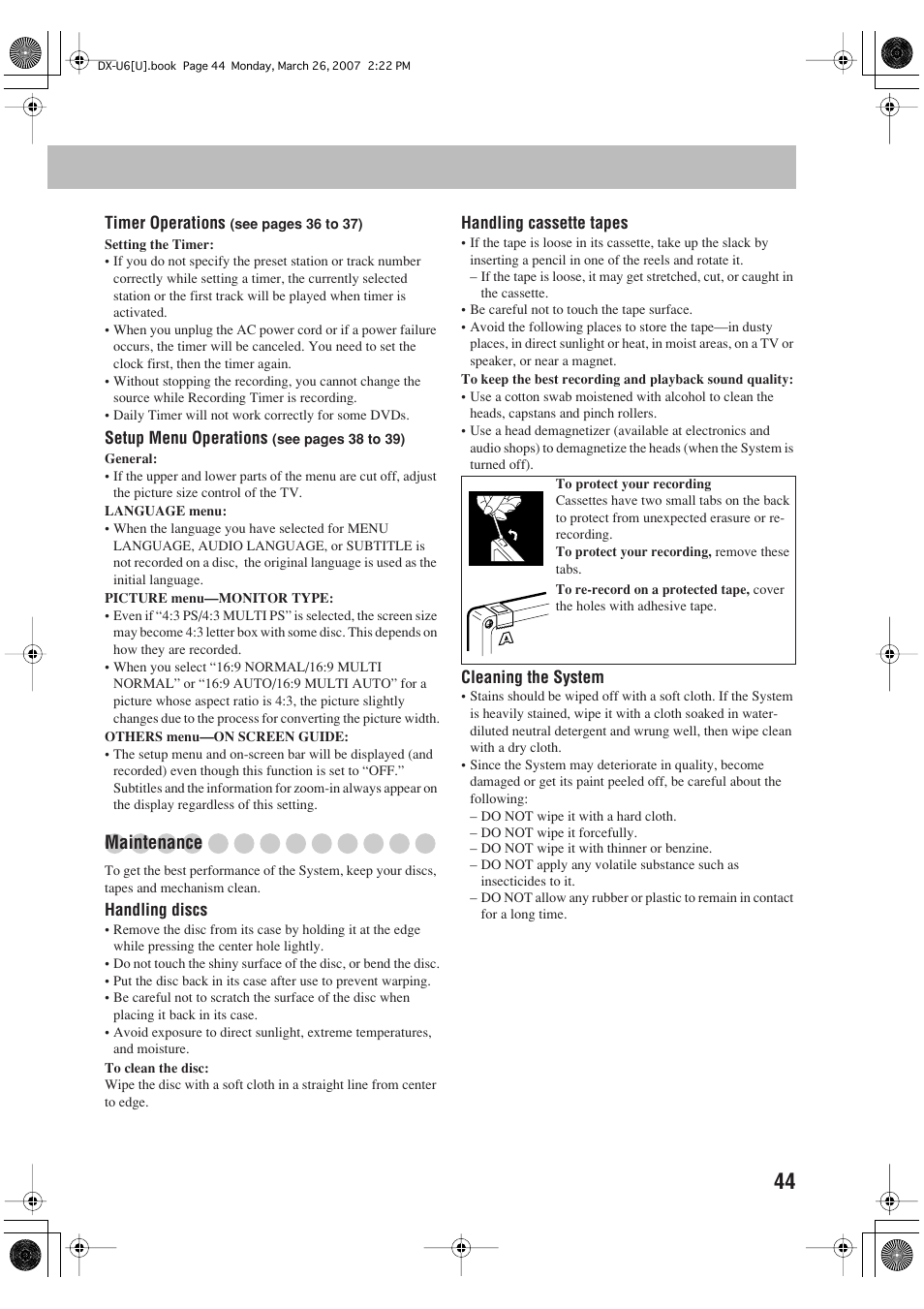 Maintenance | JVC CA-DXU10 User Manual | Page 99 / 104