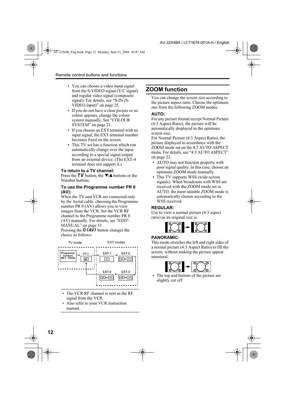 Zoom function | JVC AV-32X4BA User Manual | Page 14 / 48