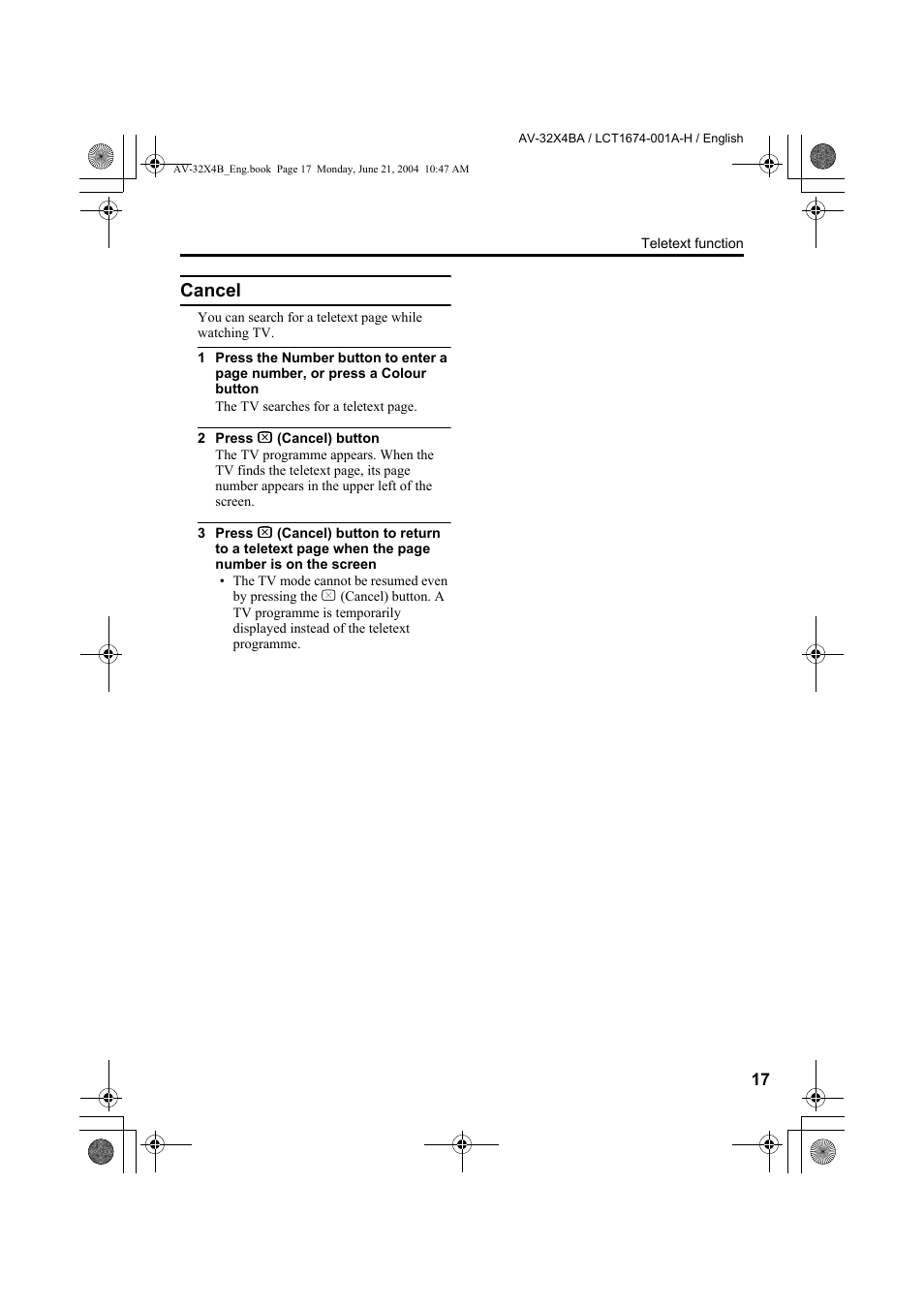 Cancel | JVC AV-32X4BA User Manual | Page 19 / 48