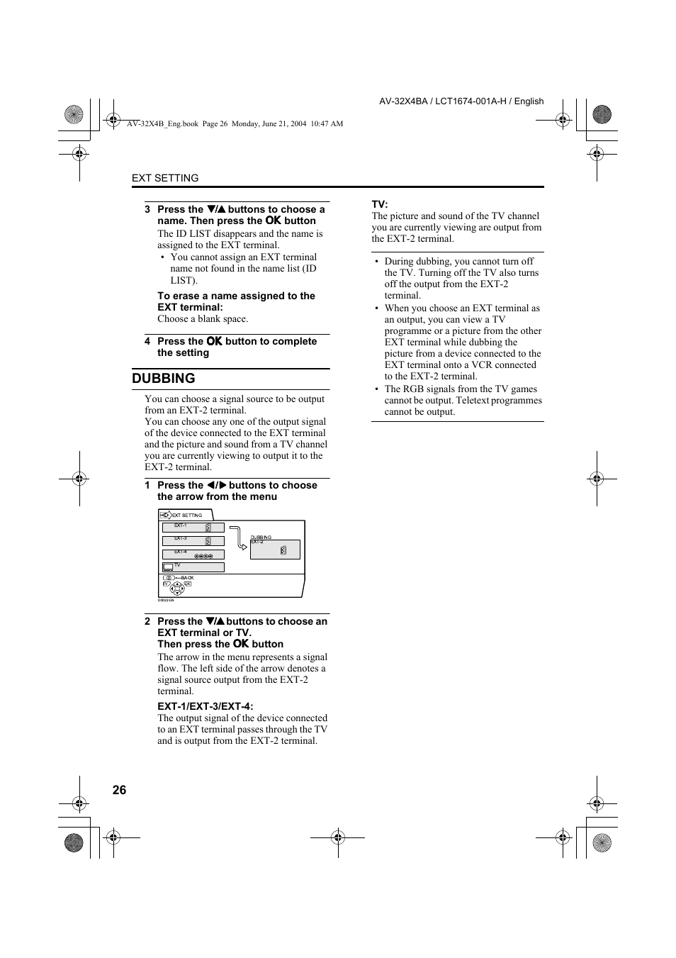 Dubbing | JVC AV-32X4BA User Manual | Page 28 / 48