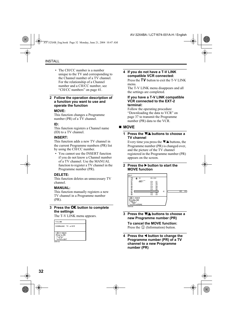 Move, Install | JVC AV-32X4BA User Manual | Page 34 / 48
