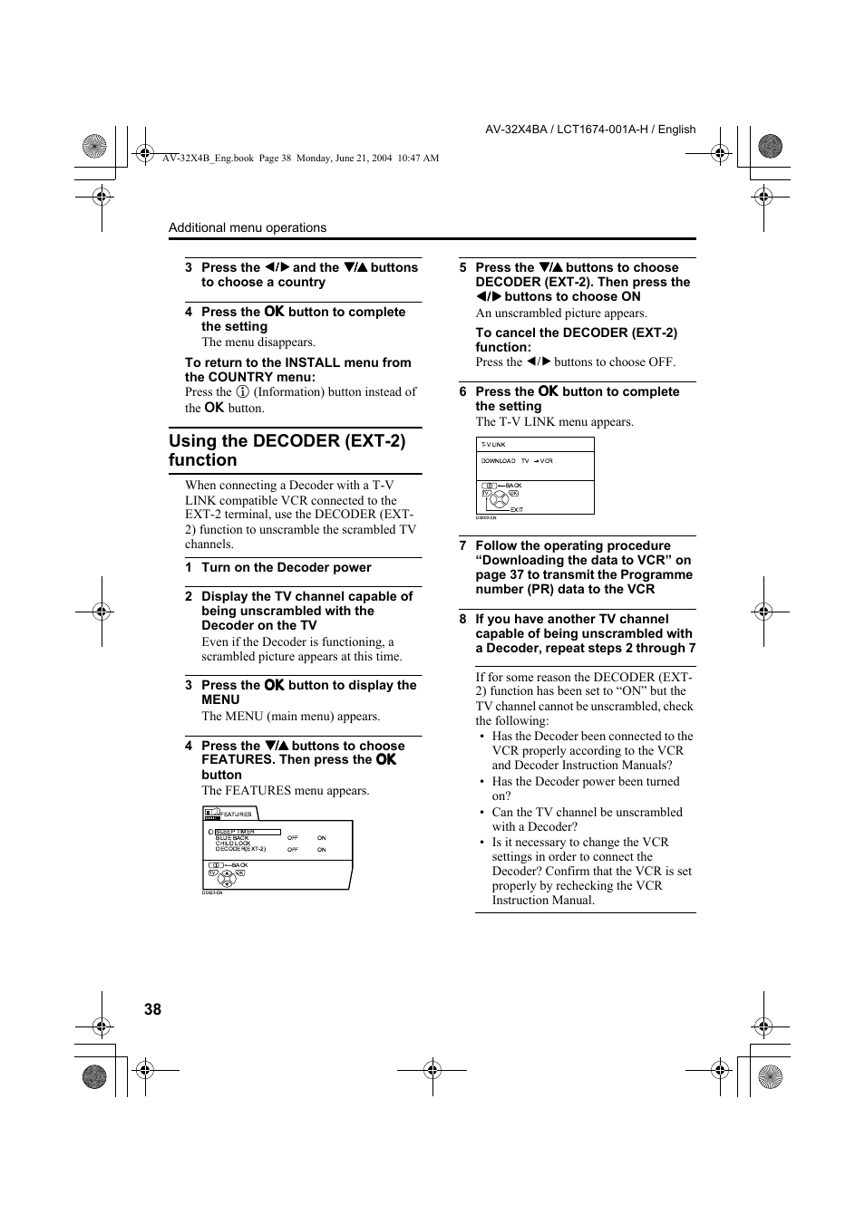 Using the decoder (ext-2) function, E “using the decoder (ext | JVC AV-32X4BA User Manual | Page 40 / 48