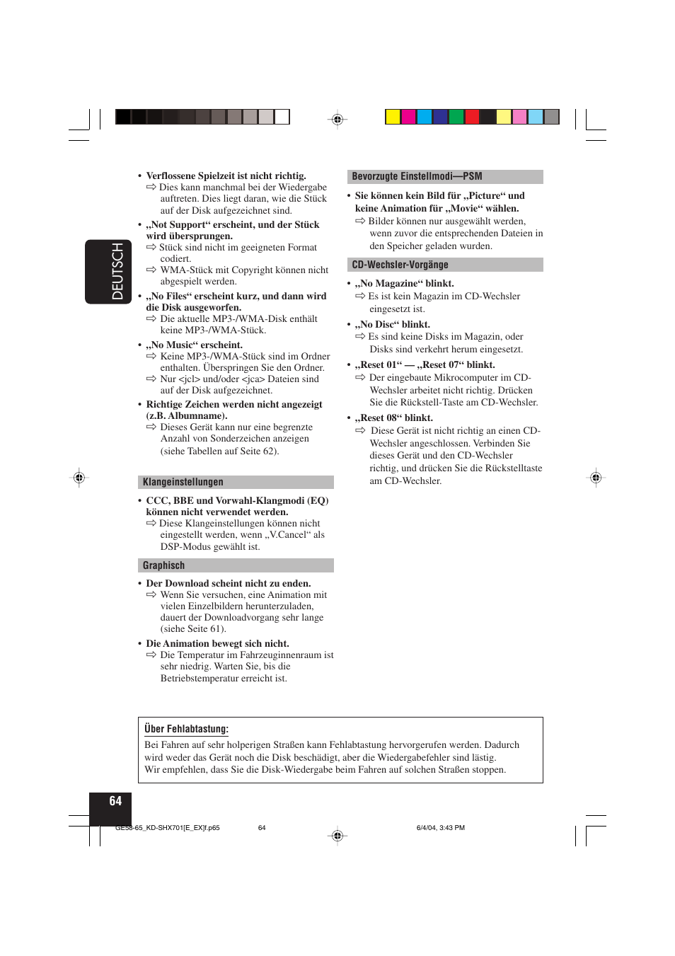 Deutsch | JVC CD Receiver KD-SHX701 User Manual | Page 128 / 259