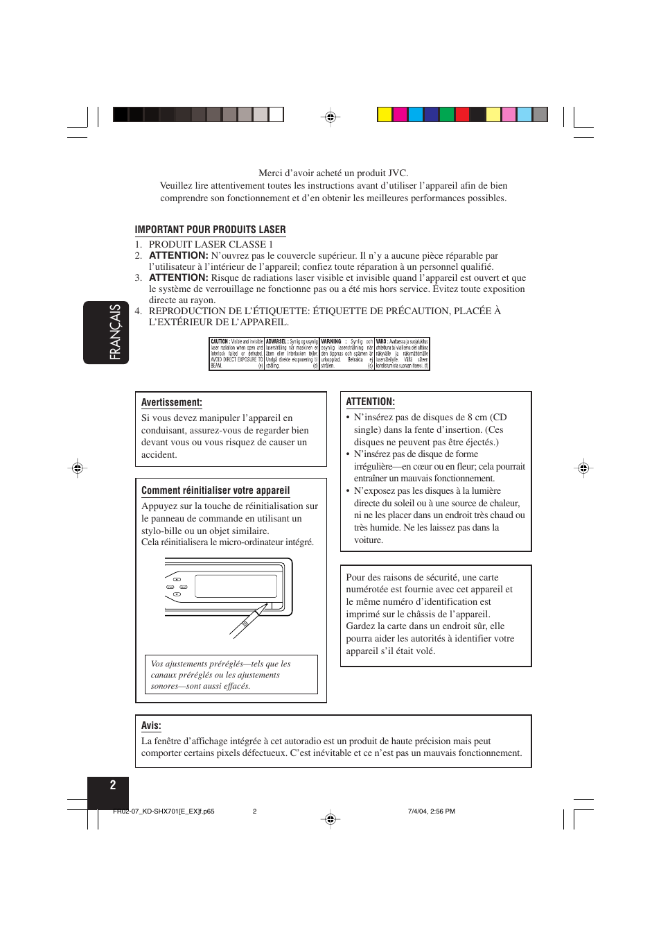 Français | JVC CD Receiver KD-SHX701 User Manual | Page 130 / 259