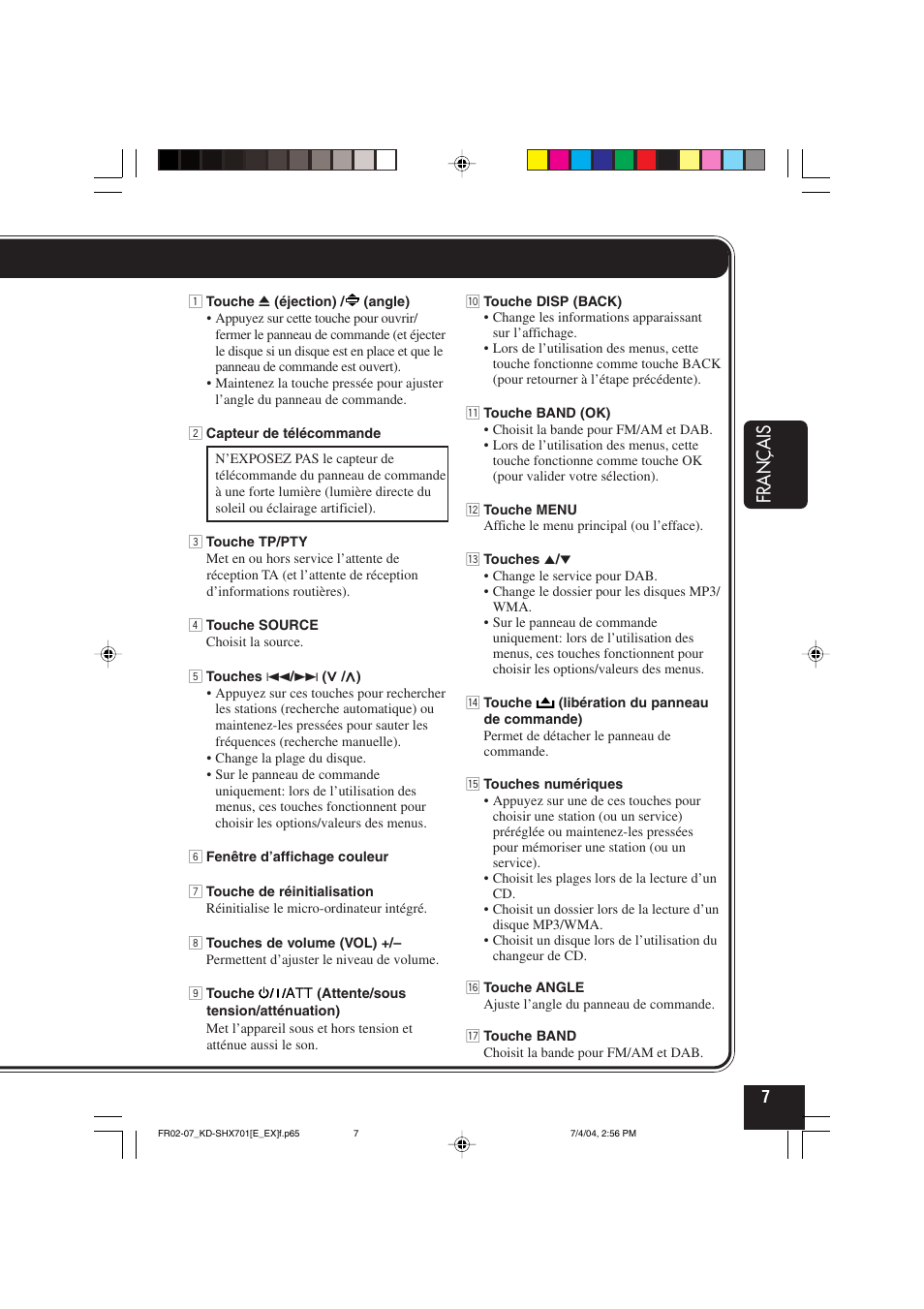 Français | JVC CD Receiver KD-SHX701 User Manual | Page 135 / 259