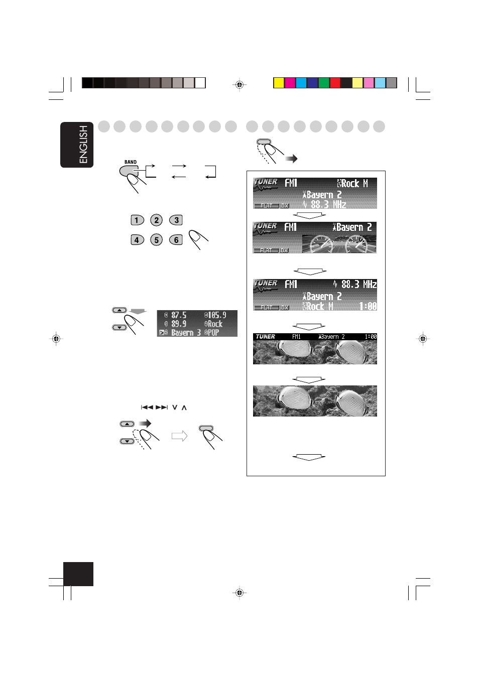 English, Tuning in to a preset station, Changing the display pattern | JVC CD Receiver KD-SHX701 User Manual | Page 14 / 259