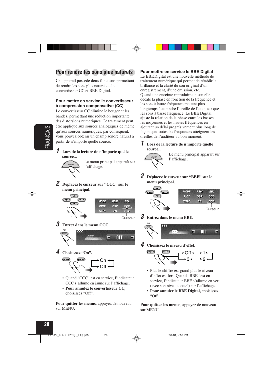 Français, Pour rendre les sons plus naturels | JVC CD Receiver KD-SHX701 User Manual | Page 156 / 259