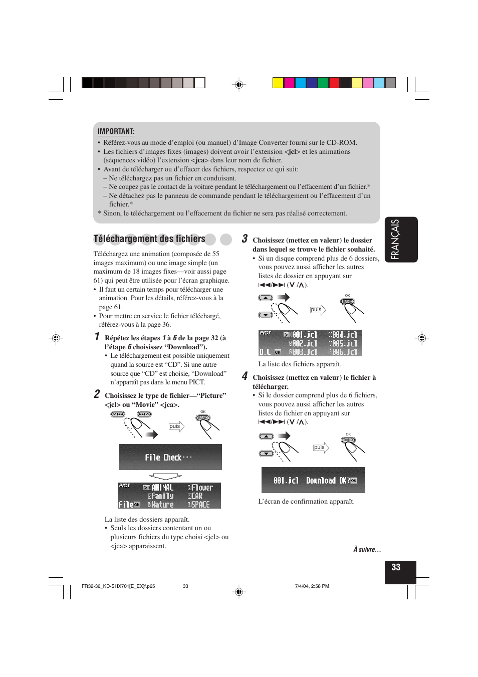 Français, Téléchargement des fichiers | JVC CD Receiver KD-SHX701 User Manual | Page 161 / 259