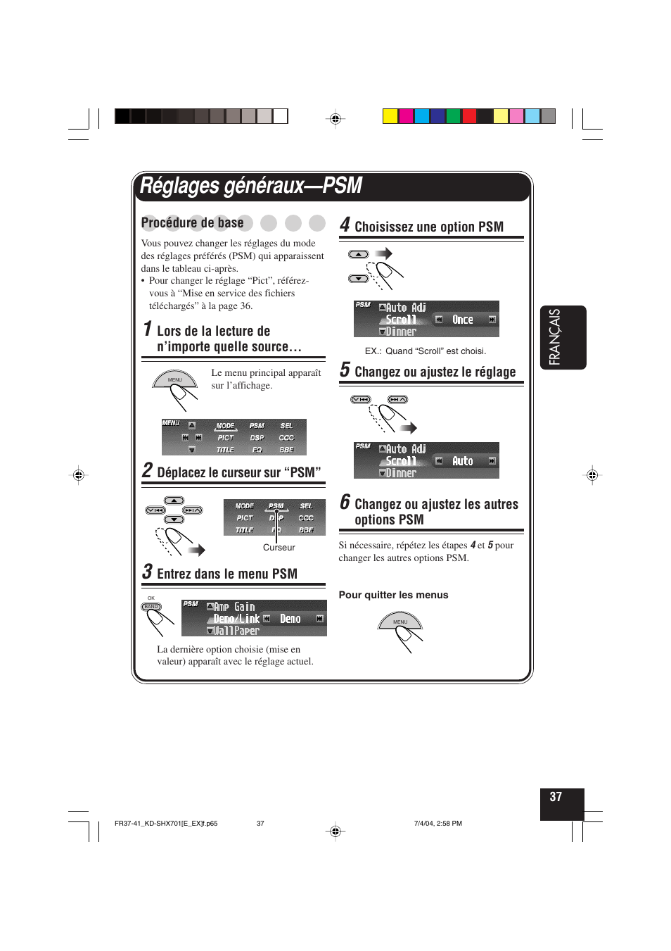 Réglages généraux—psm | JVC CD Receiver KD-SHX701 User Manual | Page 165 / 259