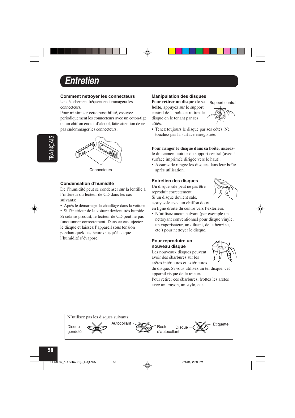 Entretien, Français | JVC CD Receiver KD-SHX701 User Manual | Page 186 / 259