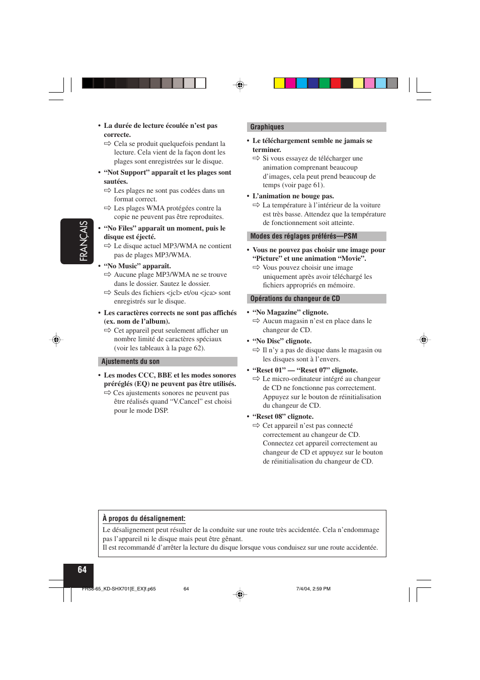 Français | JVC CD Receiver KD-SHX701 User Manual | Page 192 / 259