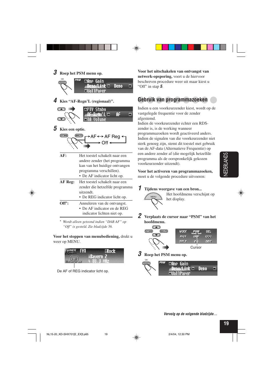Nederlands, Gebruik van programmazoeken | JVC CD Receiver KD-SHX701 User Manual | Page 211 / 259