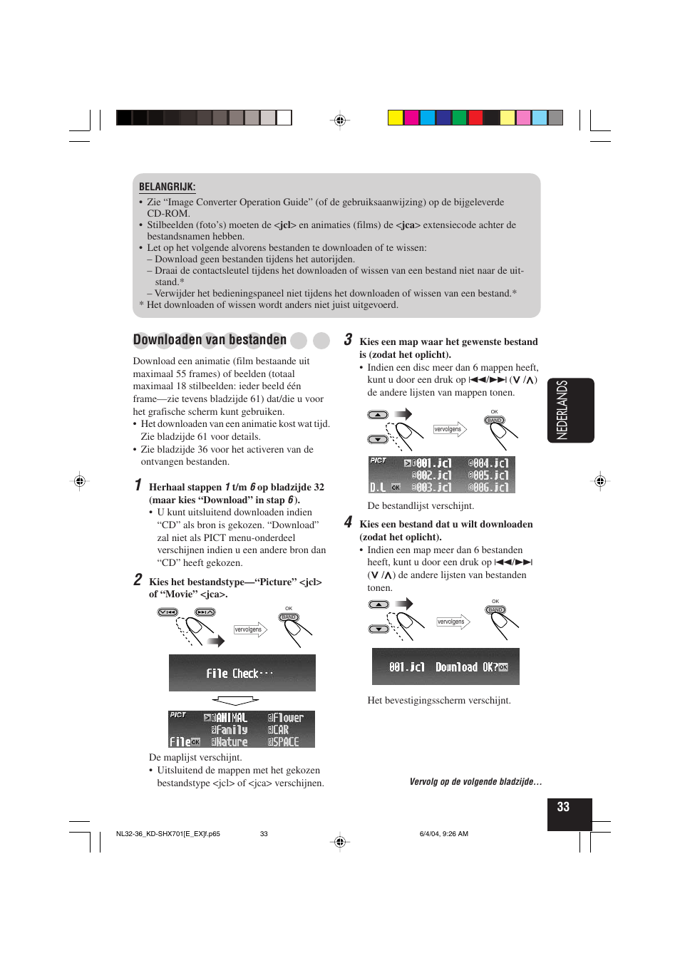 Nederlands, Downloaden van bestanden | JVC CD Receiver KD-SHX701 User Manual | Page 225 / 259