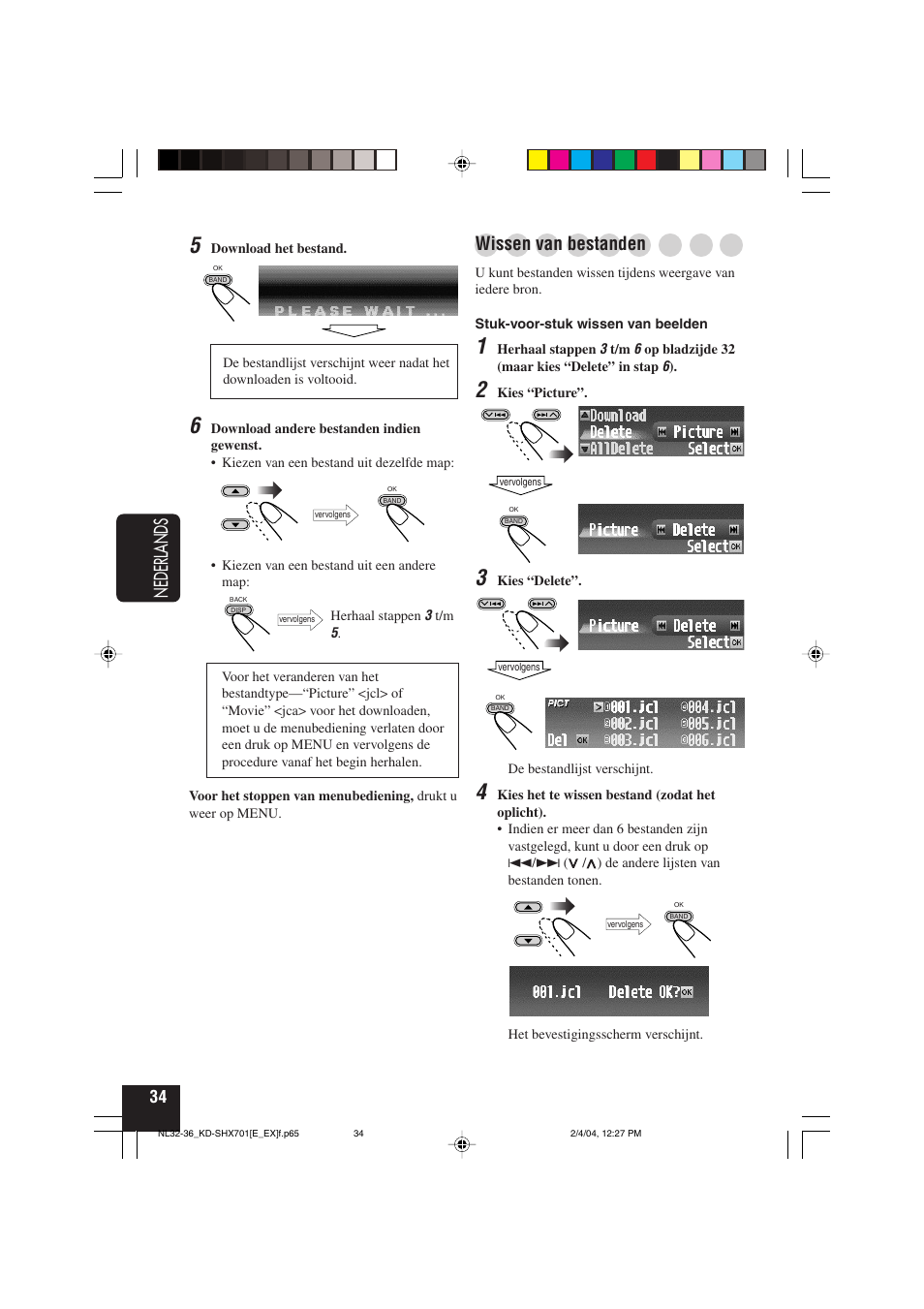 Nederlands, Wissen van bestanden | JVC CD Receiver KD-SHX701 User Manual | Page 226 / 259