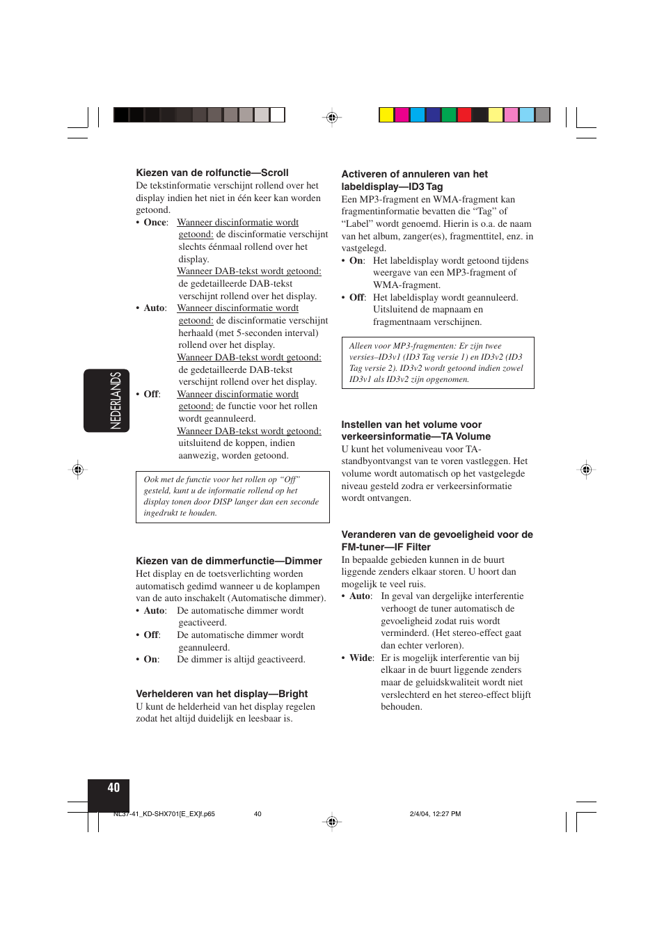 Nederlands | JVC CD Receiver KD-SHX701 User Manual | Page 232 / 259