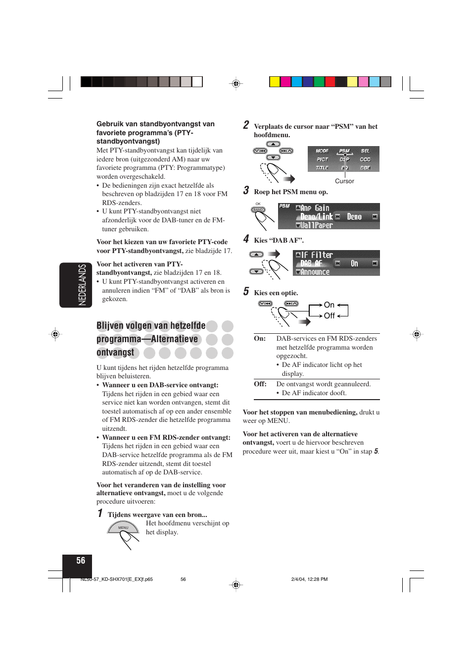 Nederlands, Blijven volgen van hetzelfde, Programma—alternatieve | Ontvangst | JVC CD Receiver KD-SHX701 User Manual | Page 248 / 259
