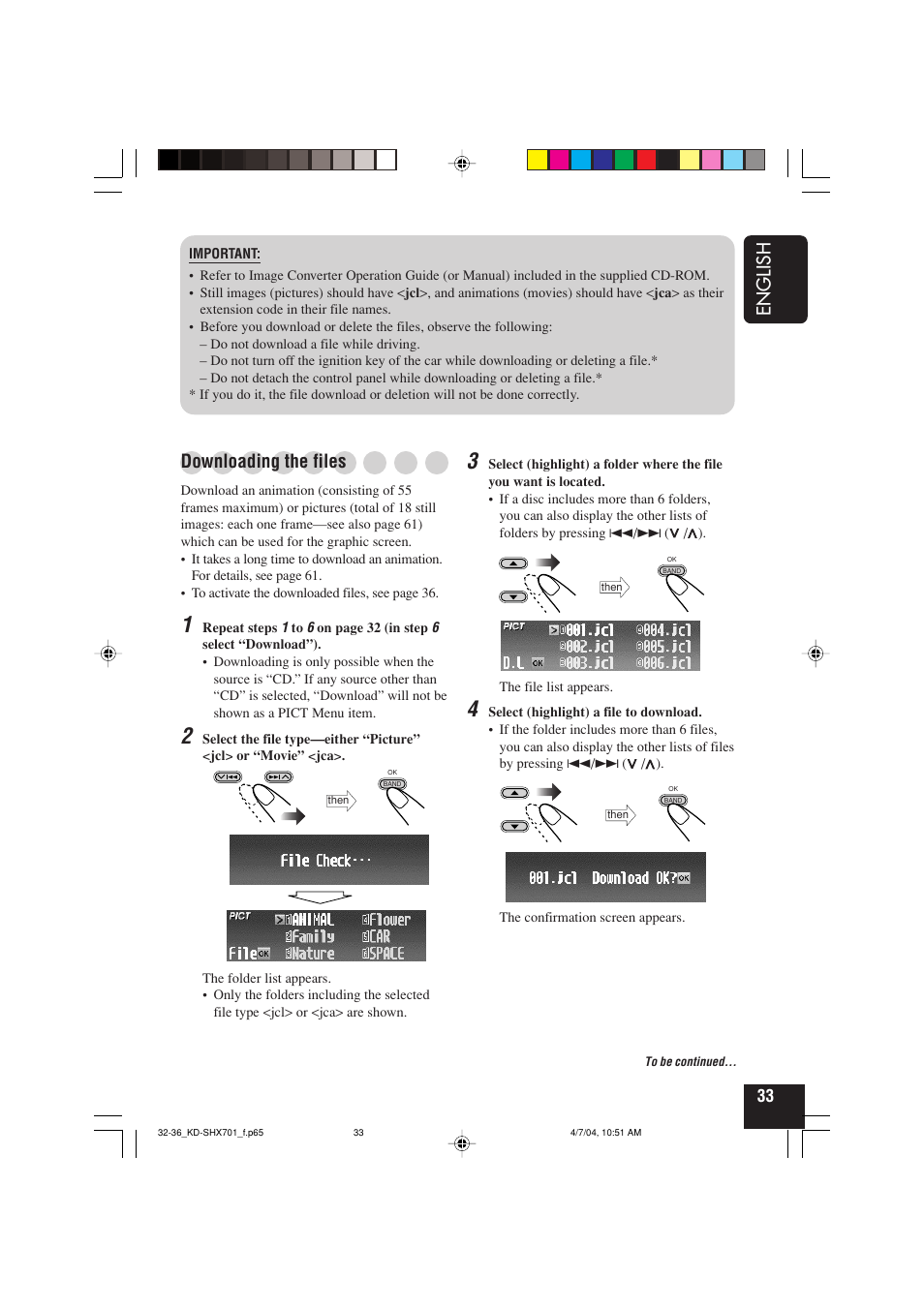 English, Downloading the files | JVC CD Receiver KD-SHX701 User Manual | Page 33 / 259
