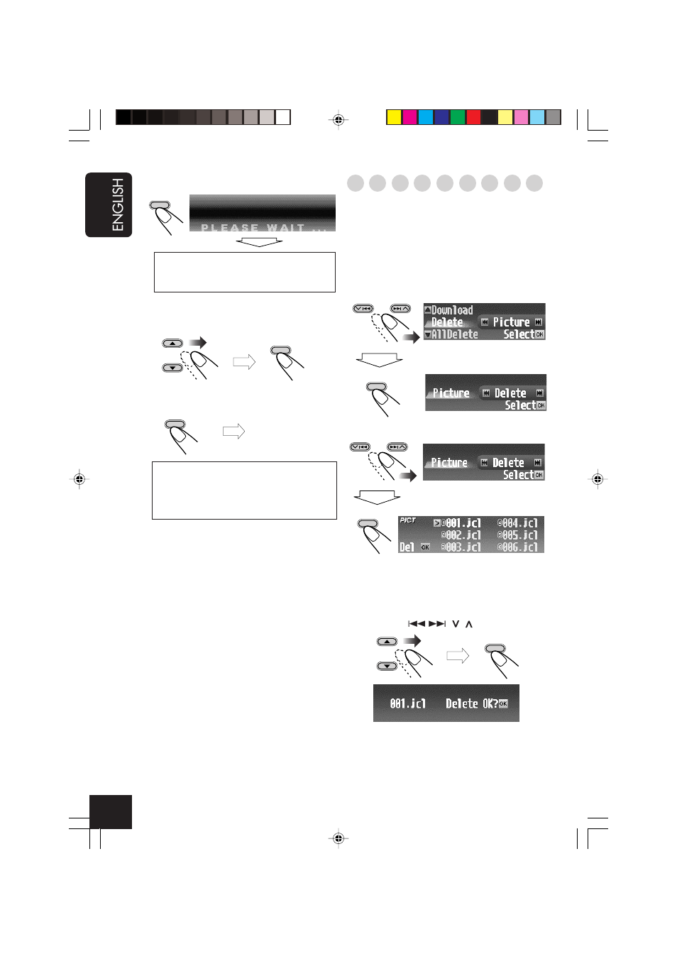 English, Deleting the files | JVC CD Receiver KD-SHX701 User Manual | Page 34 / 259