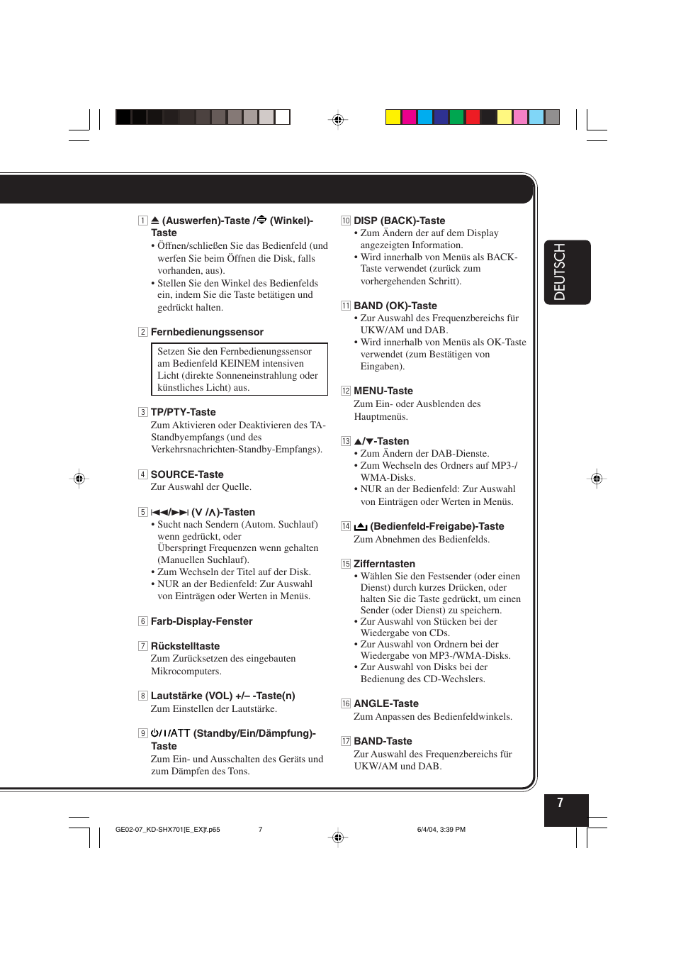 Deutsch | JVC CD Receiver KD-SHX701 User Manual | Page 71 / 259