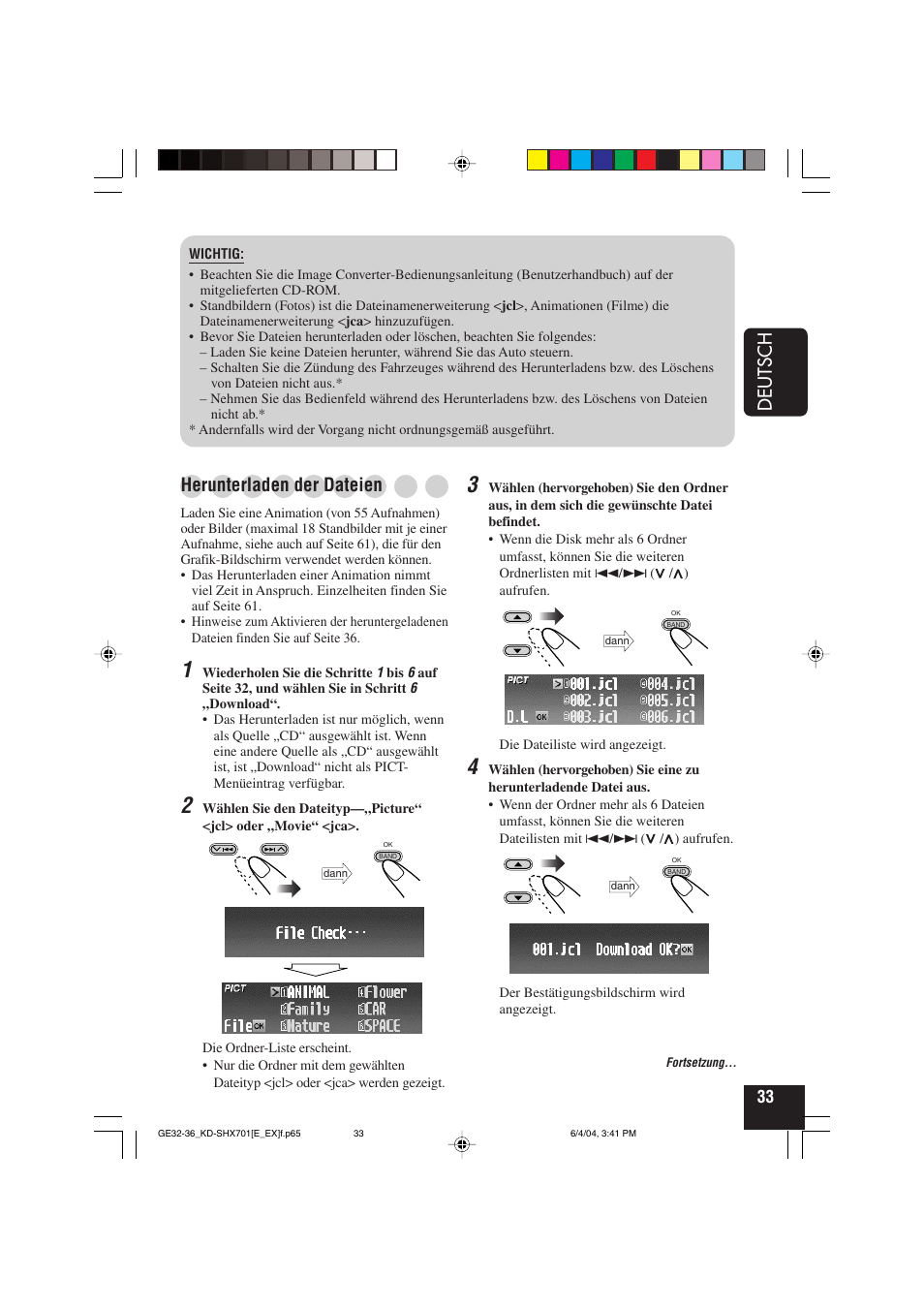 Deutsch, Herunterladen der dateien | JVC CD Receiver KD-SHX701 User Manual | Page 97 / 259