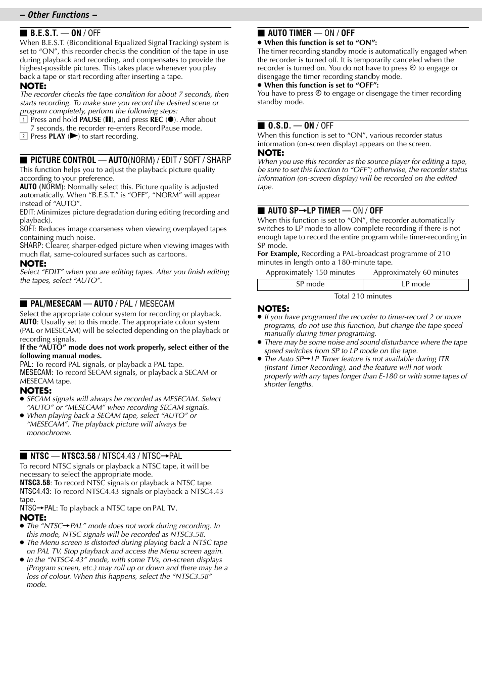 Other functions | JVC HR-J281MS User Manual | Page 10 / 16