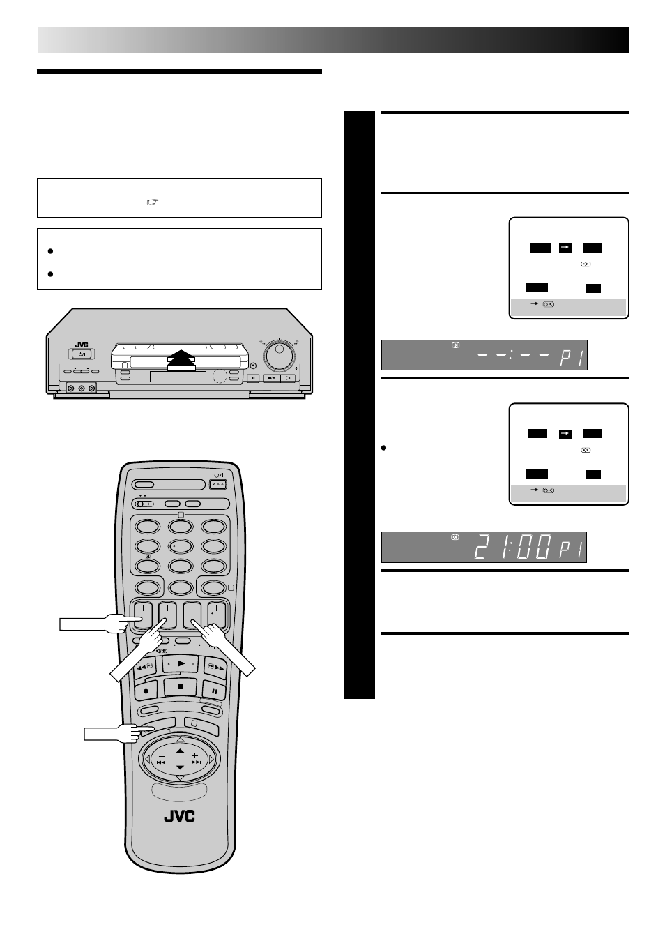 Regular timer programming, Timer recording(cont.), Access timer programming screen | Access programme screen, Enter programme start time, Enter programme stop time, Enter programme date | JVC HI-FI HR-J748EH User Manual | Page 28 / 52