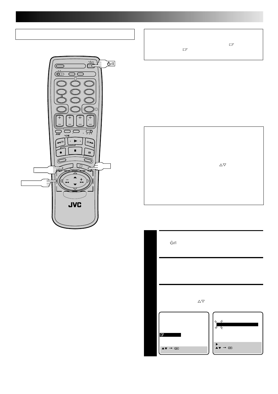 Clock set, Preparation, Turn the recorder on | Access main menu screen, Access clock set screen | JVC HI-FI HR-J748EH User Manual | Page 43 / 52