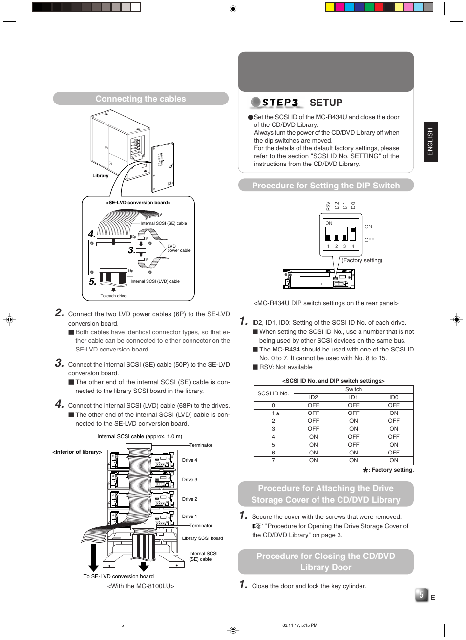 Setup, Connecting the cables, Procedure for setting the dip switch | JVC MC-R434U User Manual | Page 5 / 29