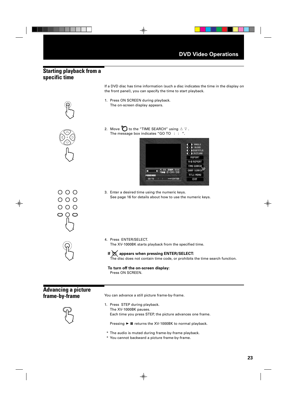 Dvd video operations | JVC XV-1000BK User Manual | Page 25 / 60