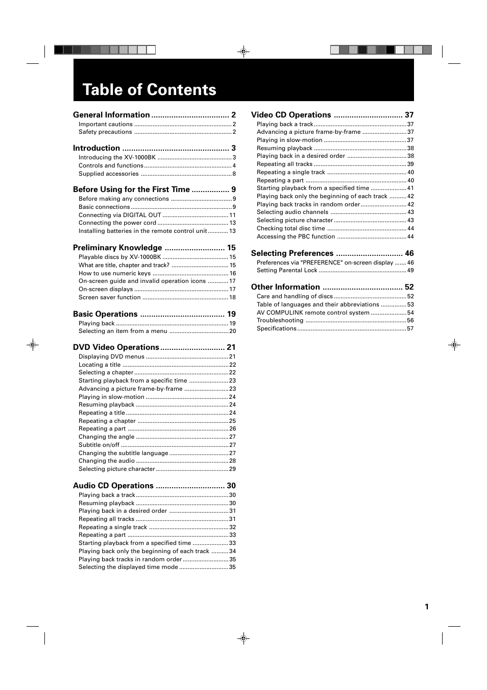 JVC XV-1000BK User Manual | Page 3 / 60