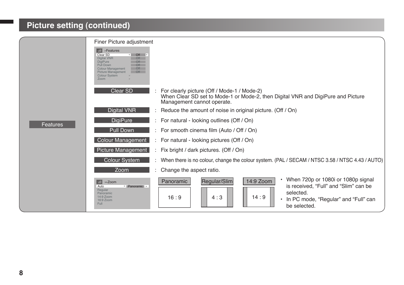 Picture setting (continued) | JVC 1008WKT-NF-MT User Manual | Page 8 / 16