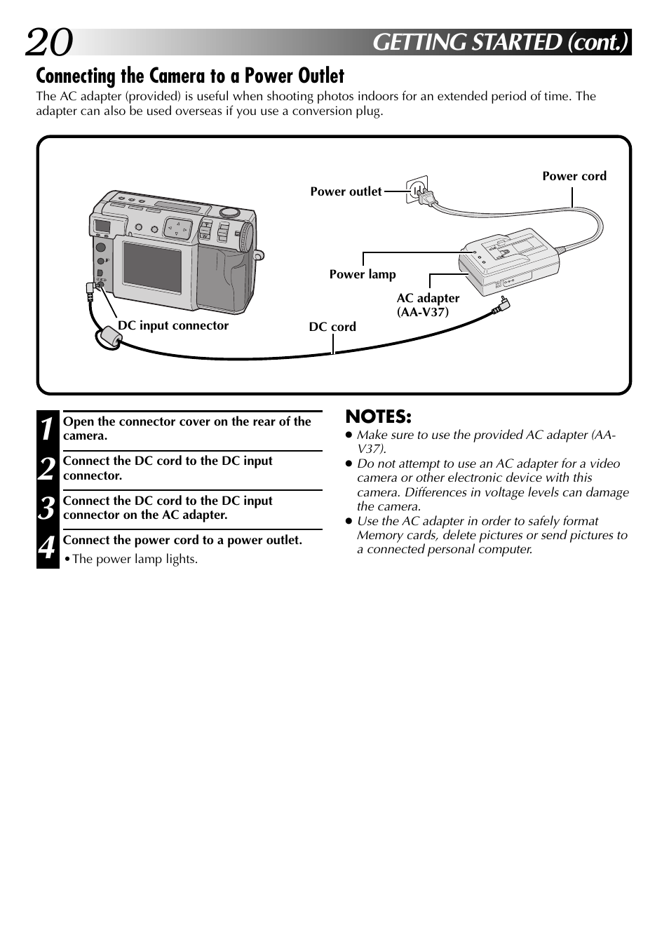 Getting started (cont.) | JVC GC-QX3 User Manual | Page 20 / 96