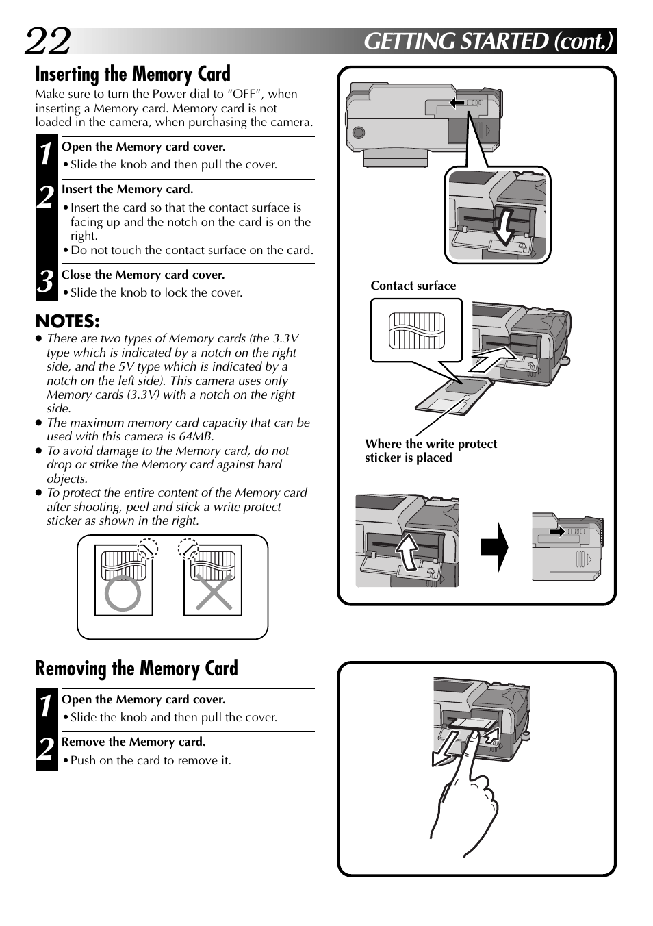 Getting started (cont.) | JVC GC-QX3 User Manual | Page 22 / 96