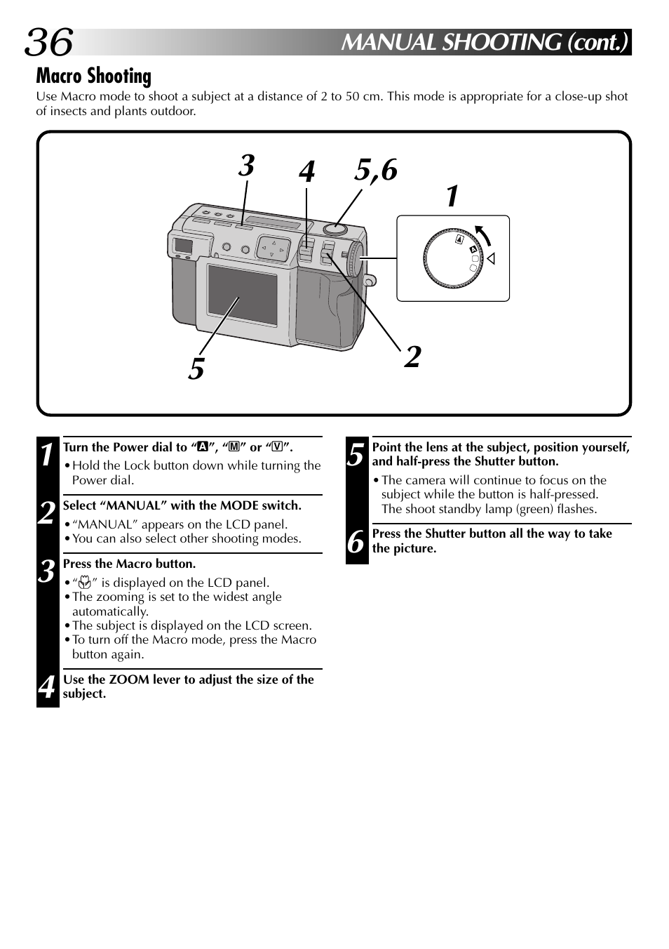 Manual shooting (cont.) | JVC GC-QX3 User Manual | Page 36 / 96